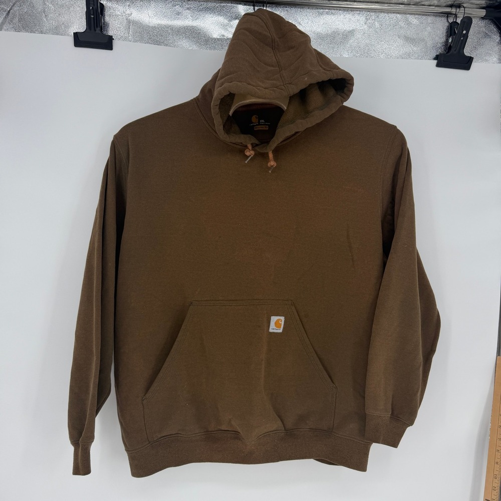 Carhartt Mens K121 OLV Midweight Hooded Sweatshirt Brown Olive 2XL Original Fit